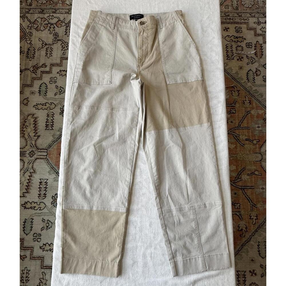 Women's Banana Republic Barrel Chino Patchwork Pants Beige and Cream Size 6